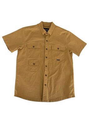 HOOKÉ Tan Short Sleeve Button-Up Utility Shirt Outdoor Casual Pocket Shirt small